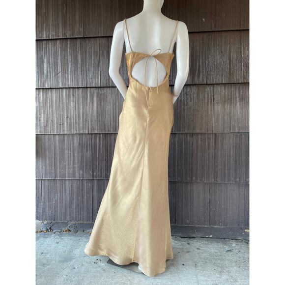 🔥Vintage Y2K Asymmetrical Neck Beaded Embellished Open Back Formal Party Dress - Picture 7 of 16